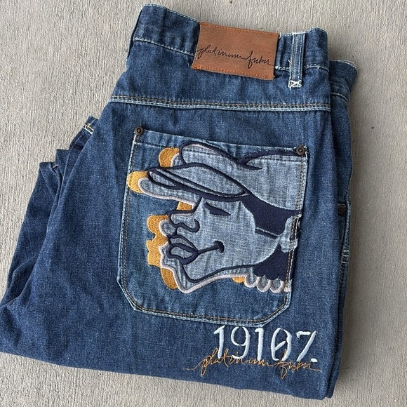 Vintage Y2K Fubu Platinum Jeans Size 36 Length 34 - Picture 1 of 7